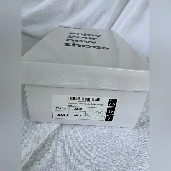 Belos White Rhinestone Slip-On Sneakers Size 8.5 - Picture 13 of 13